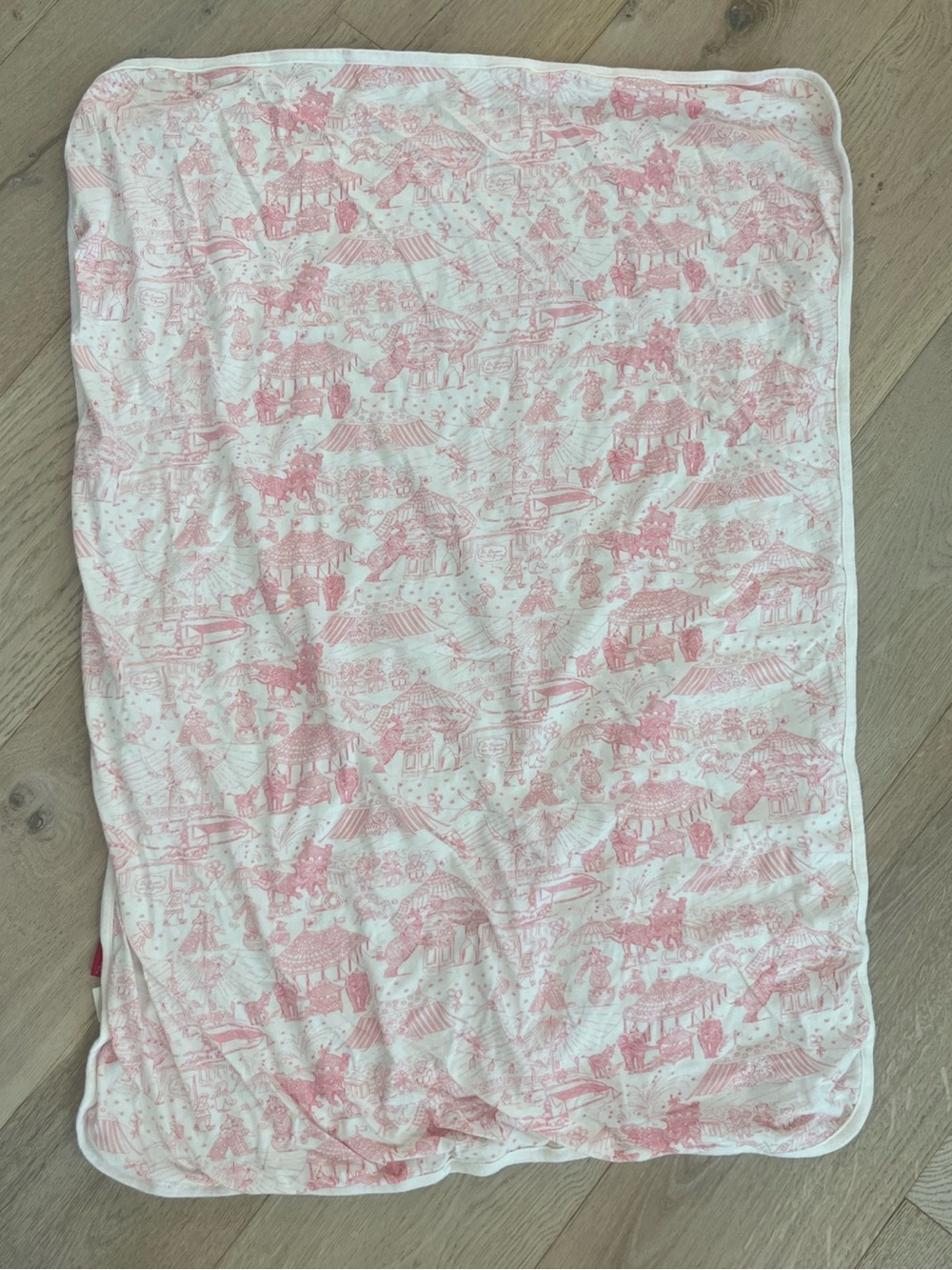 Amy Coe limited edition Pink and White toile  circus Printed Baby Blanket